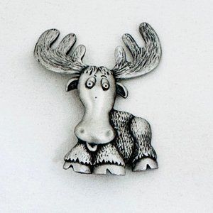 Vintage JJ/Jonette Jewelry Moose Brooch Pewter